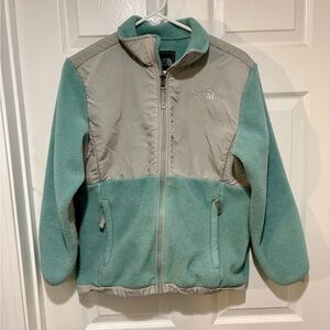 The North Face Girl’s Seafoam and Gray Fleece Denali Jacket